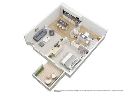 Floor plan for 1 bed, 1 bath, 576 sqft